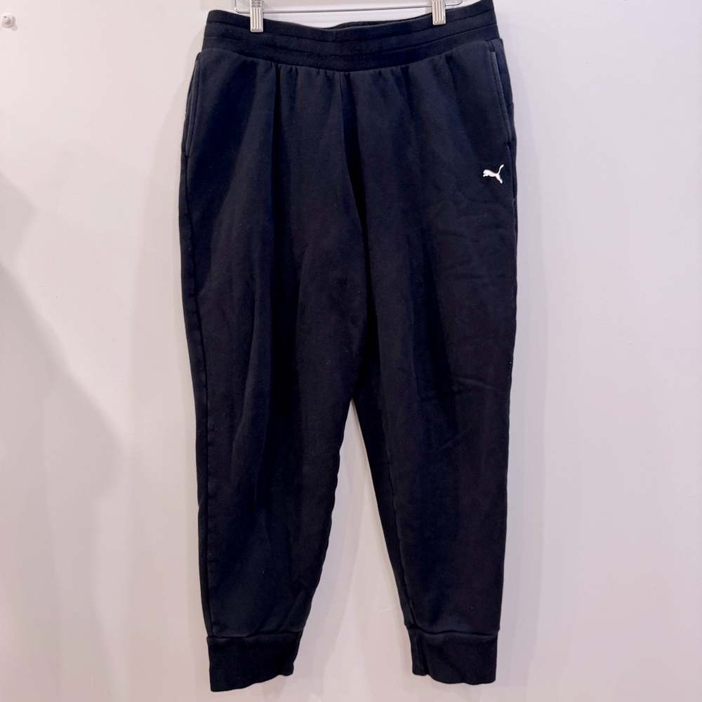 Puma Black Sweatpants with Tapered Fit and Elastic Waistband